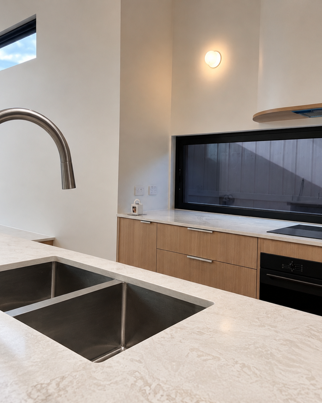 Kitchen sink and benchtop detail — Chambers Road, Altona North.