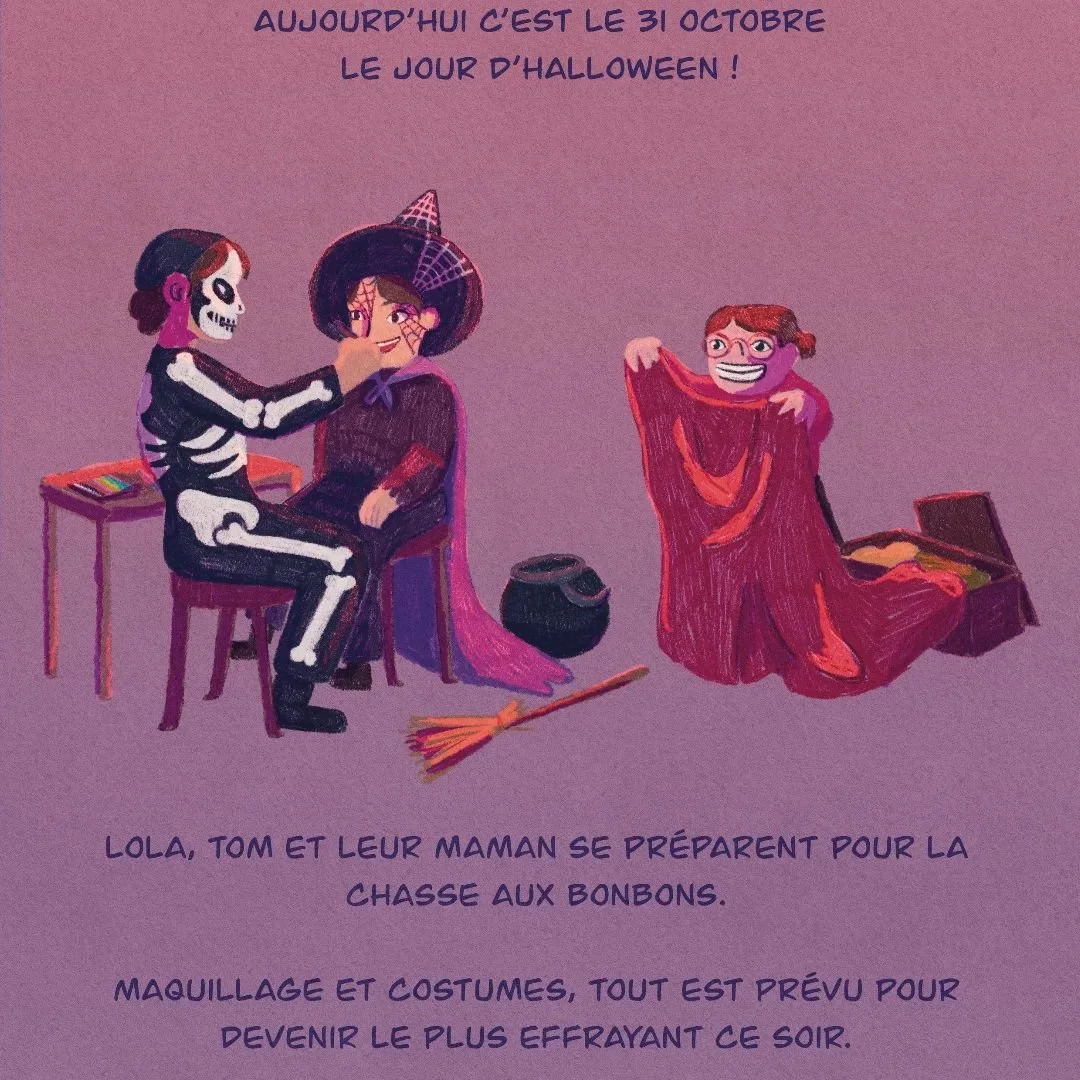 Joyeux Halloween 🎃

J'ai fait une mini-histoire pour les enfants qui racontent la chasse aux bonbons 🍬 
J'ai voulu quelque chose de simple, mignon et r&eacute;confortant &hearts;️ 

Vous aimez quels d&eacute;guisements ? ❤️&zwj;🔥 Dites le moi en c
