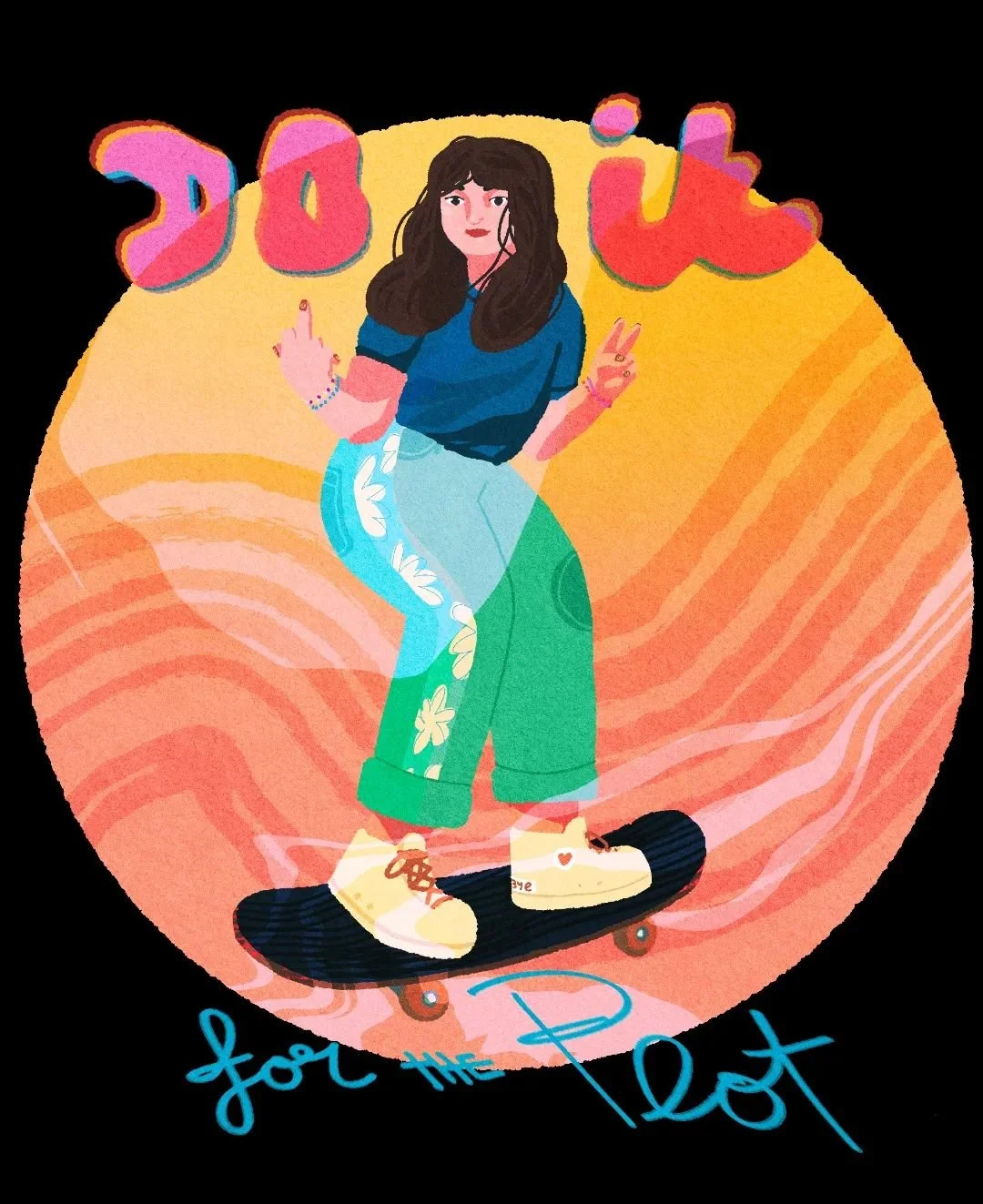 Illu qui date de d&eacute;but &eacute;t&eacute;, &ccedil;a se voit non ? Je me suis amus&eacute;e &agrave; la placer sur diff&eacute;rents supports ✌️

#marelsaillustration
#procreate
#illustrationlovers #skateboard

Do it for the plot ?