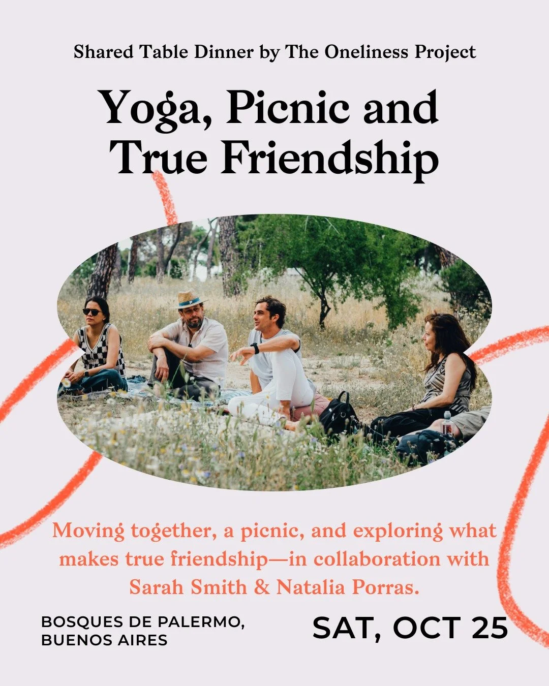 🇦🇷 Shared Table Dinner goes Buenos Aires! 🎉 

This time, with a twist: yoga, movement, and a picnic in the park&mdash;all on the theme of: what makes true friendship? 🏵

Join @sarita_inba &amp; @yogawithnati on Saturday, Oct 25 at 11:00 AM in Bos