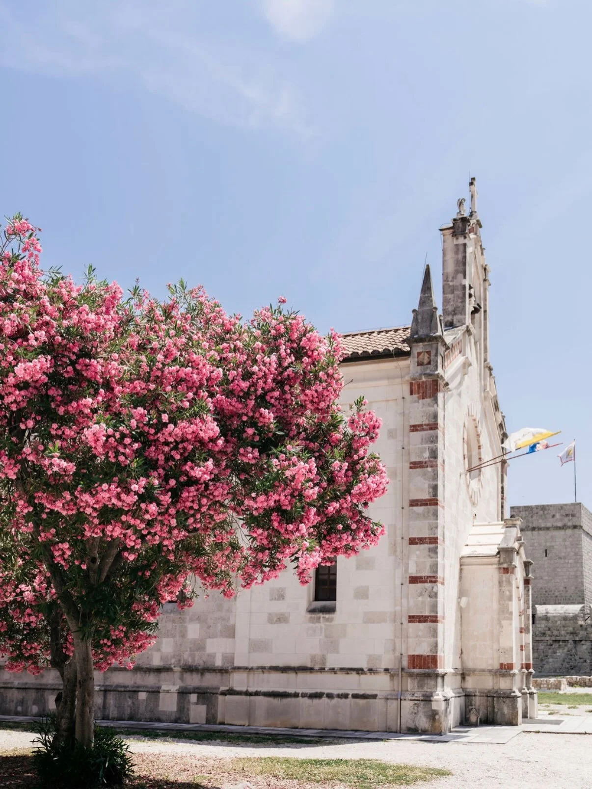 The prettiest little church in Croatia. Who&rsquo;s gonna get hitched here so I can photograph it? 🥹🌸
@illuminareretreat takes me to the prettiest places I swear.
#croatiaphotography #croatiatrip #womensretreat #destinationphotography #travelcroati