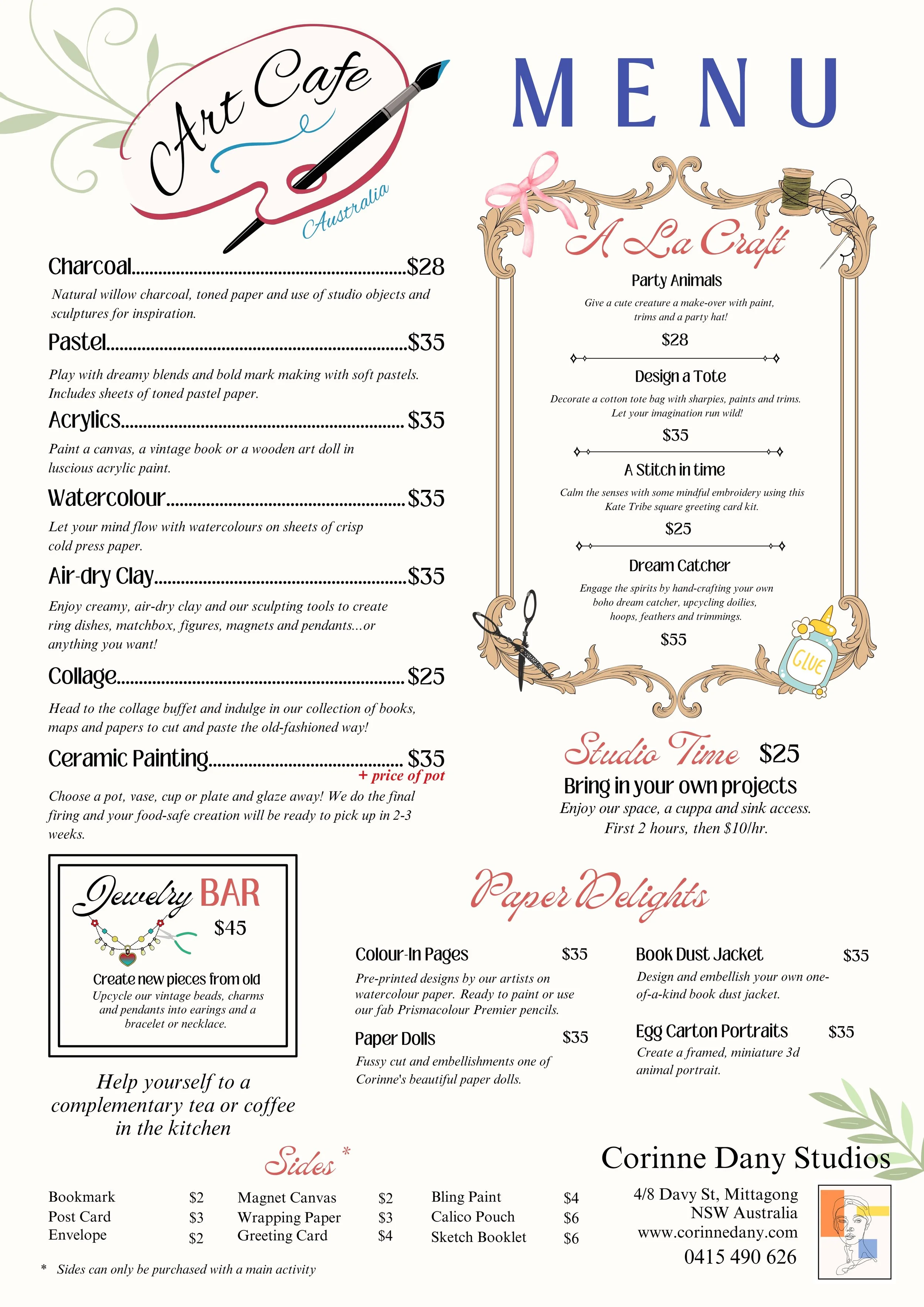 Art Caffe Menu.pdf Art Cafe | Get Creative Today — Corinne Dany Studios