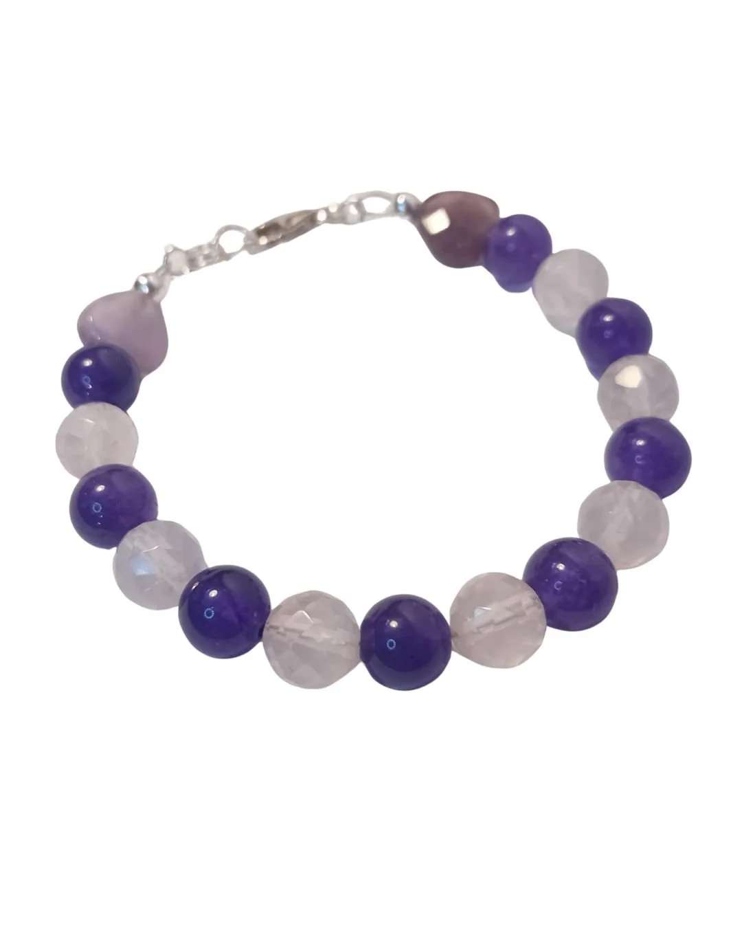 PEACE AND LOVE silver spell bracelet rose quartz amethyst