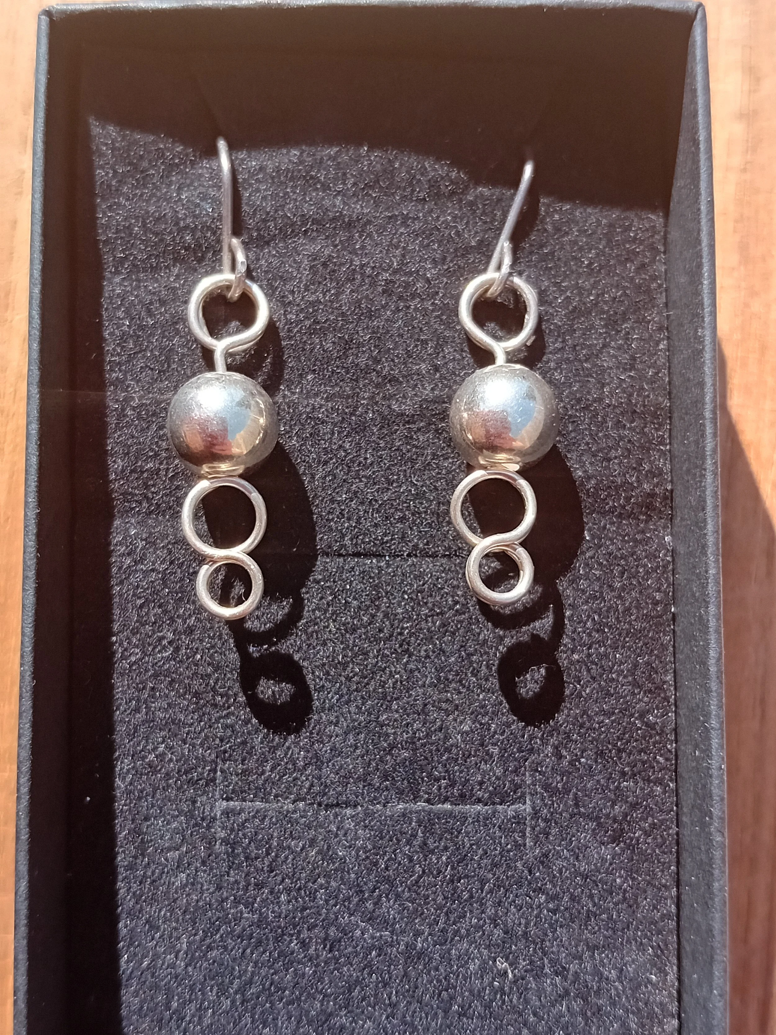 Simple Swirl Bead Sterling Silver Earrings