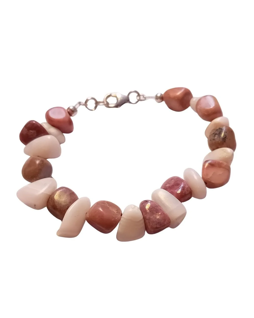GENTLENESS silver spell bracelet mangano calcite rhodonite