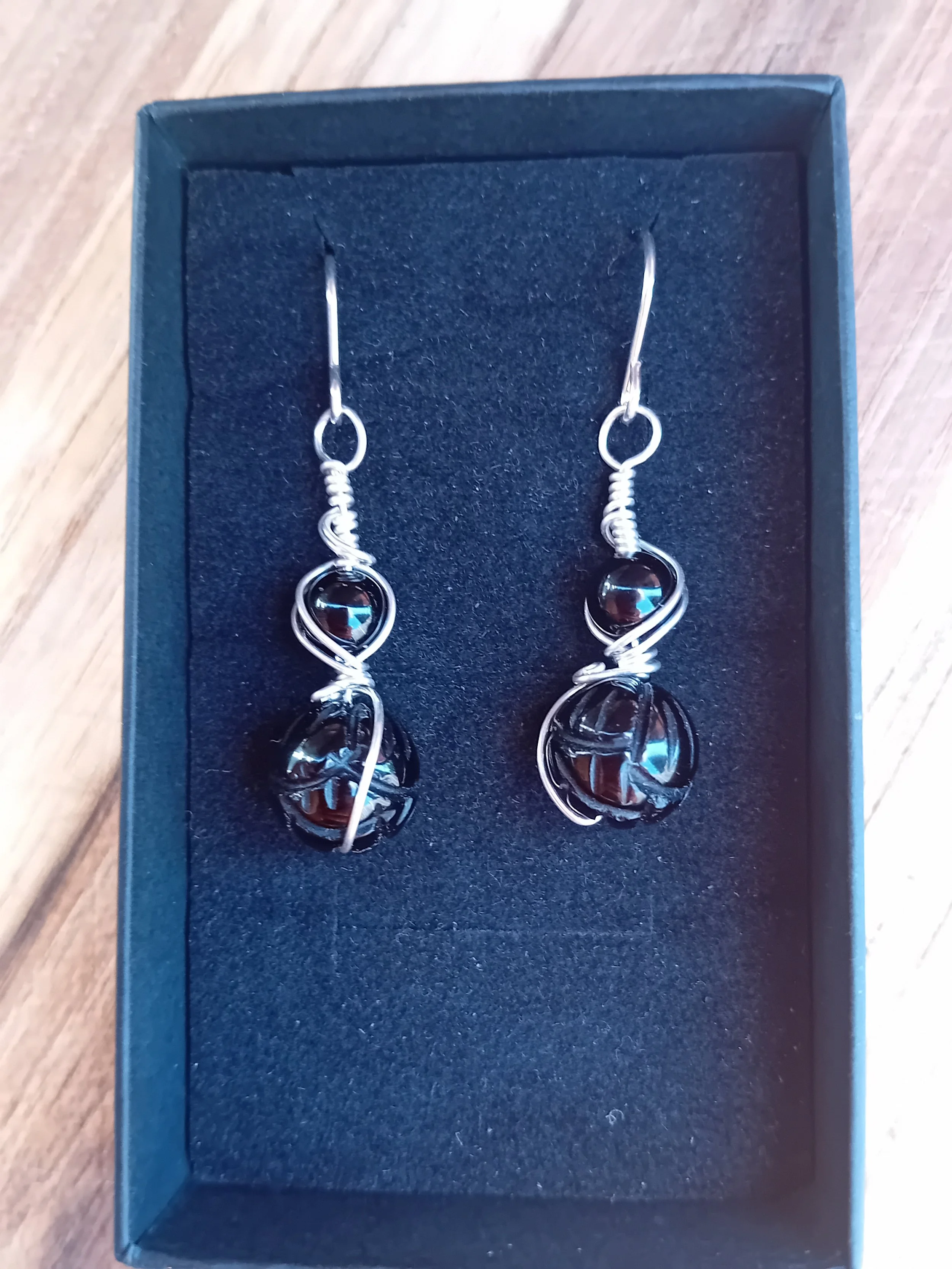 'SELF' Black Onyx Sterling Silver Earrings