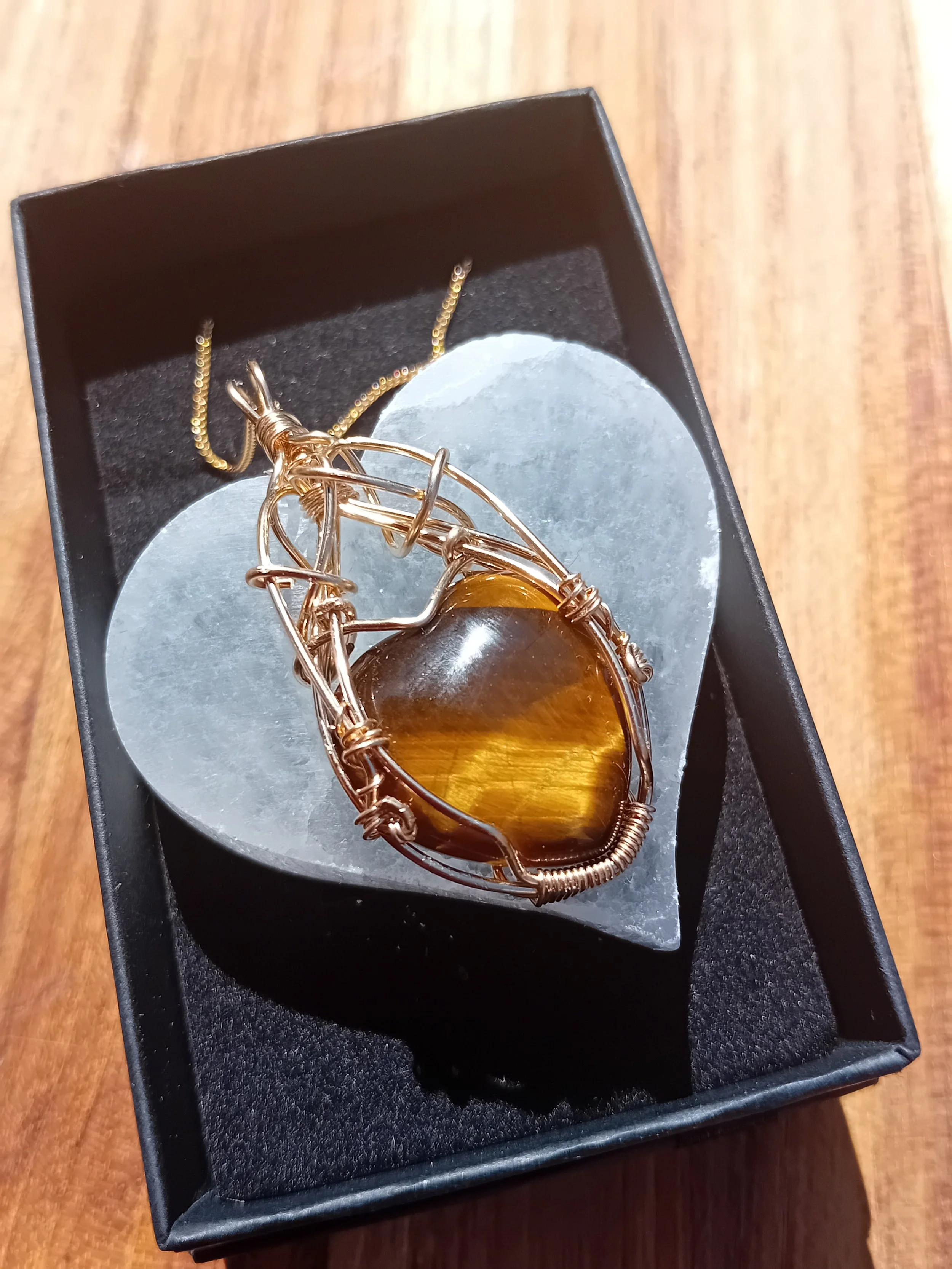 Tigers Eye Heart 14ct Gold Filled Necklace