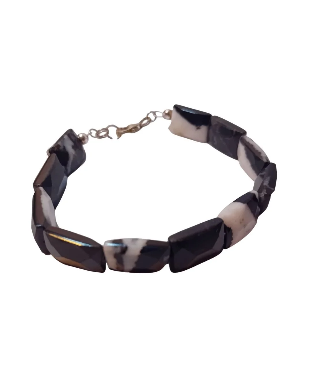 EQUAL silver spell bracelet zebra jasper