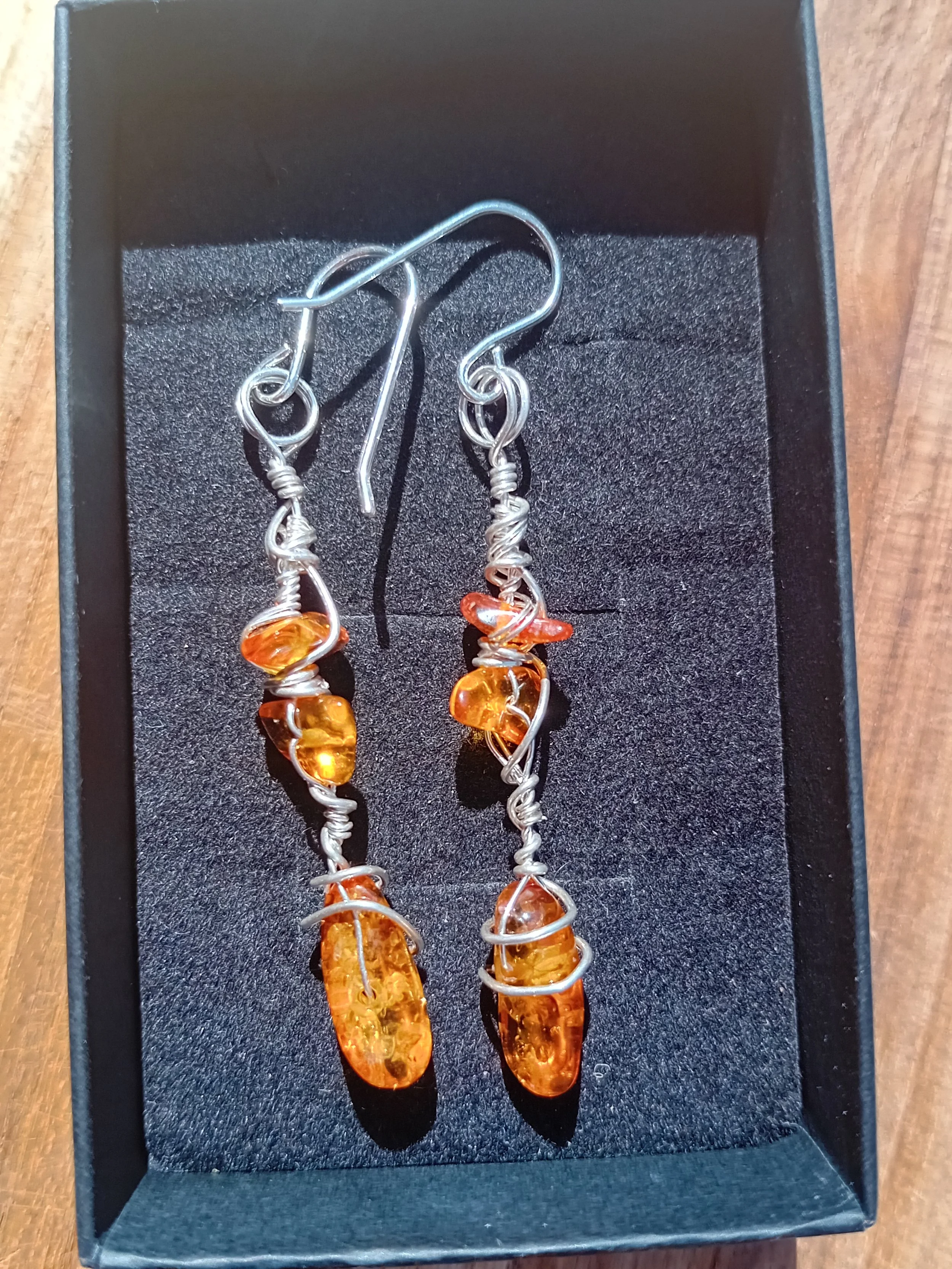 'BRIGHT' Cognac Baltic Amber Sterling Silver Earrings