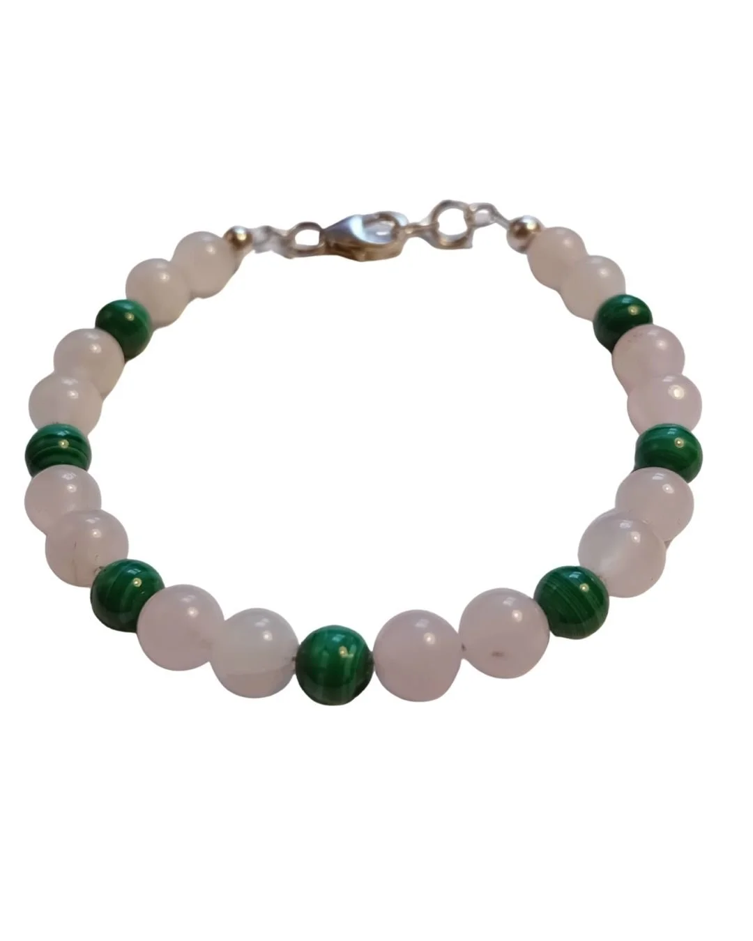 HEARTFELT silver spell bracelet rose quartz malachite