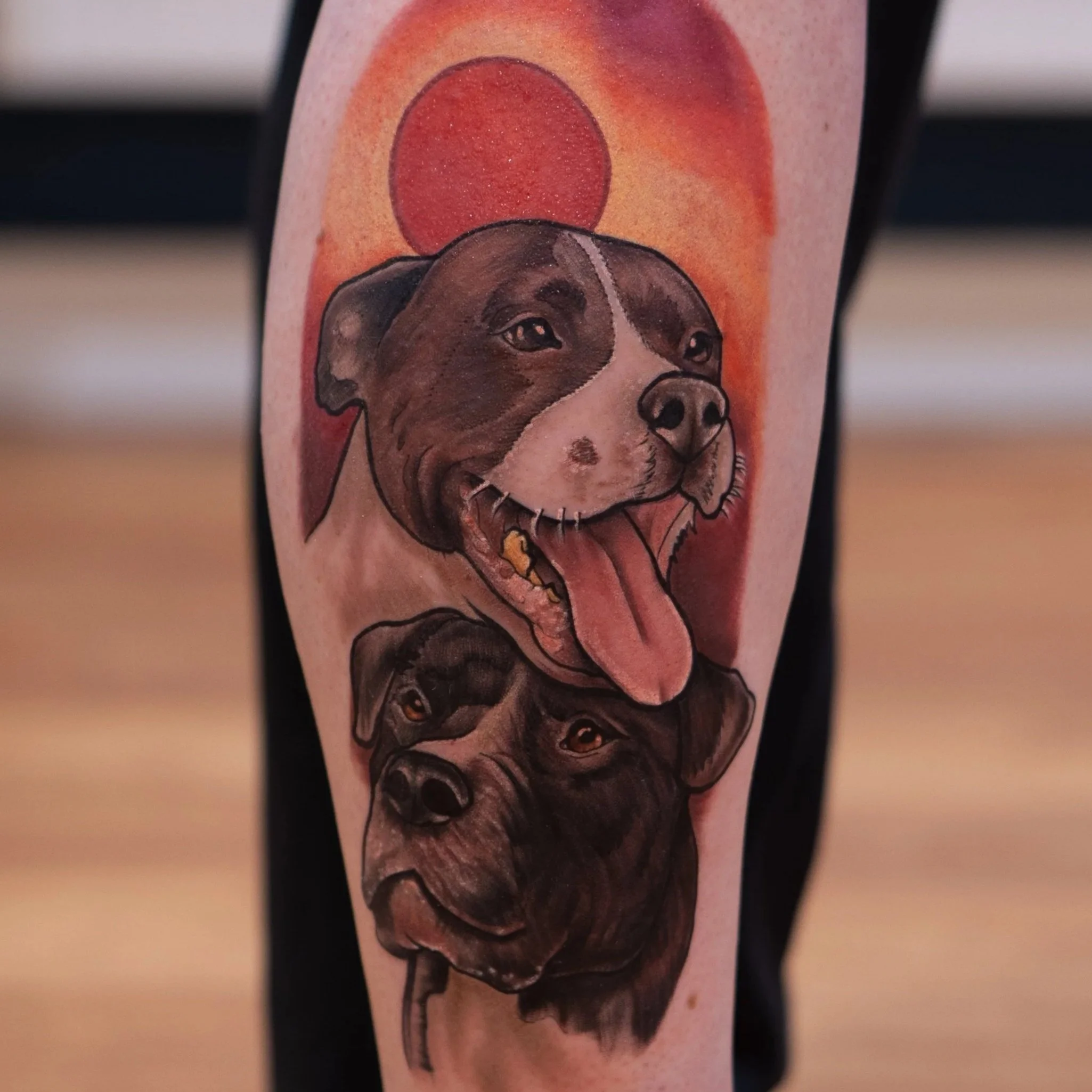 Neo Traditional Dog Tattoo done in Wheatley, Oxford and Thame