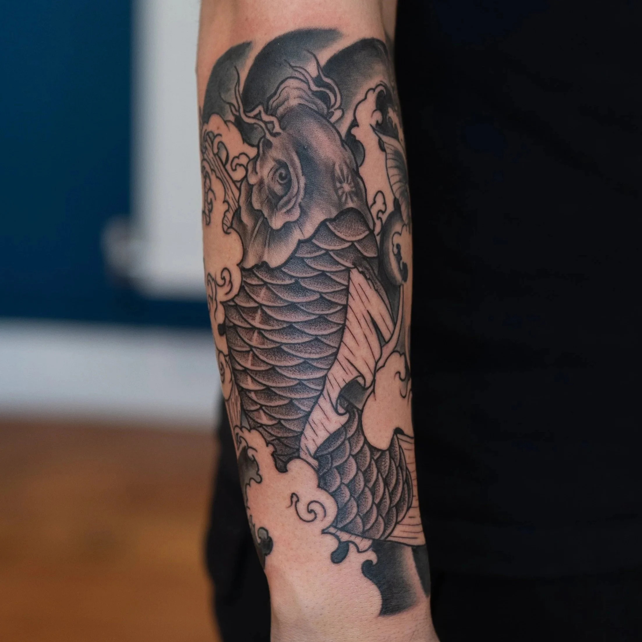Japanese Koi Tattoo done in Wheatley, Oxford and Thame