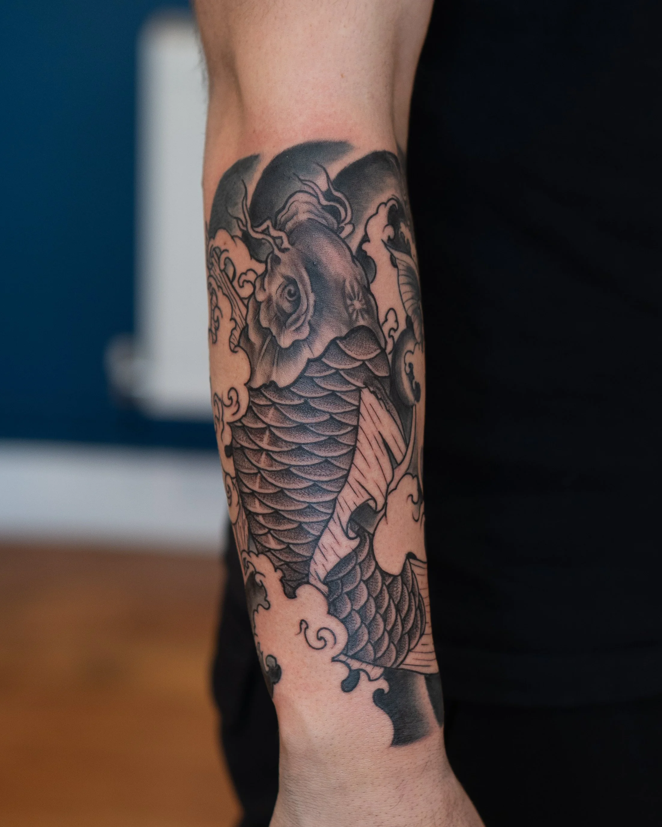 Japanese Koi Tattoo done in Wheatley, Oxford and Thame