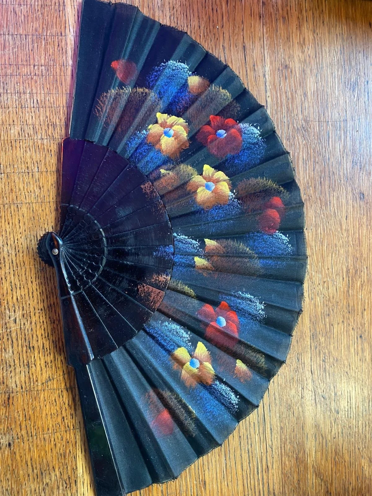 Hand painted vintage fan