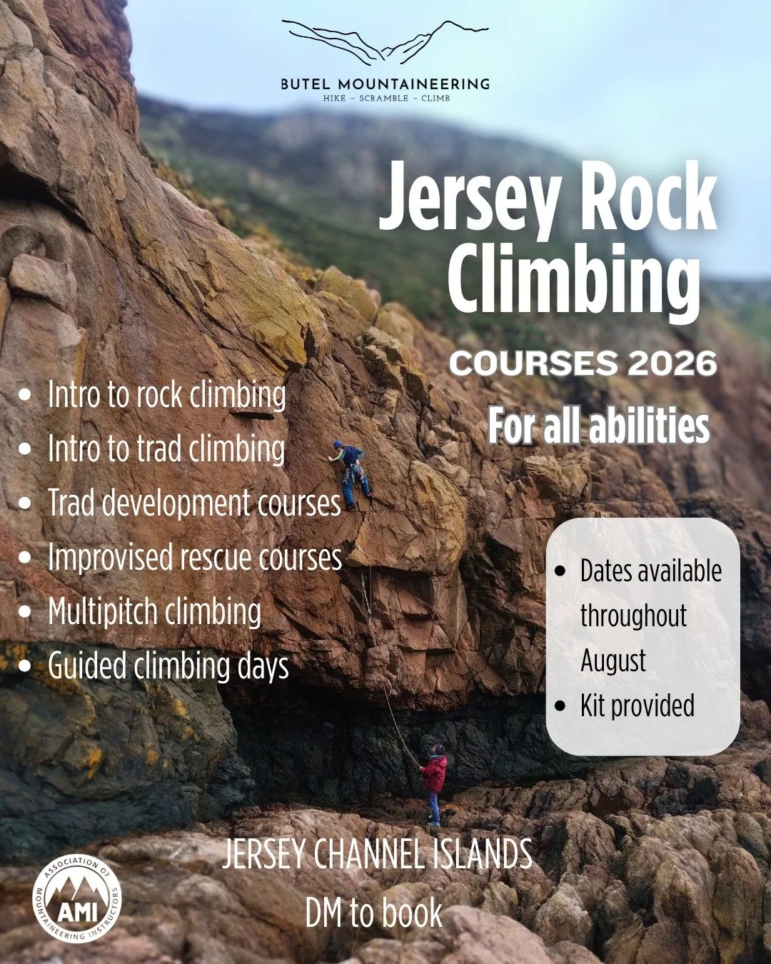 JERSEY CLIMBING 

Join me this summer in sunny Jersey for some sea cliff granite climbing. Jersey is a wonderful location to climb, it has a remote feel about it but is really rather accessible. 
Boasting the most sunshine in the British isles, beaut