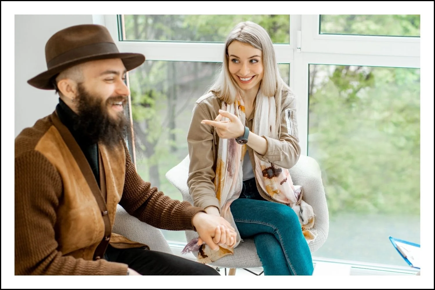 Happy couple in a therapy session