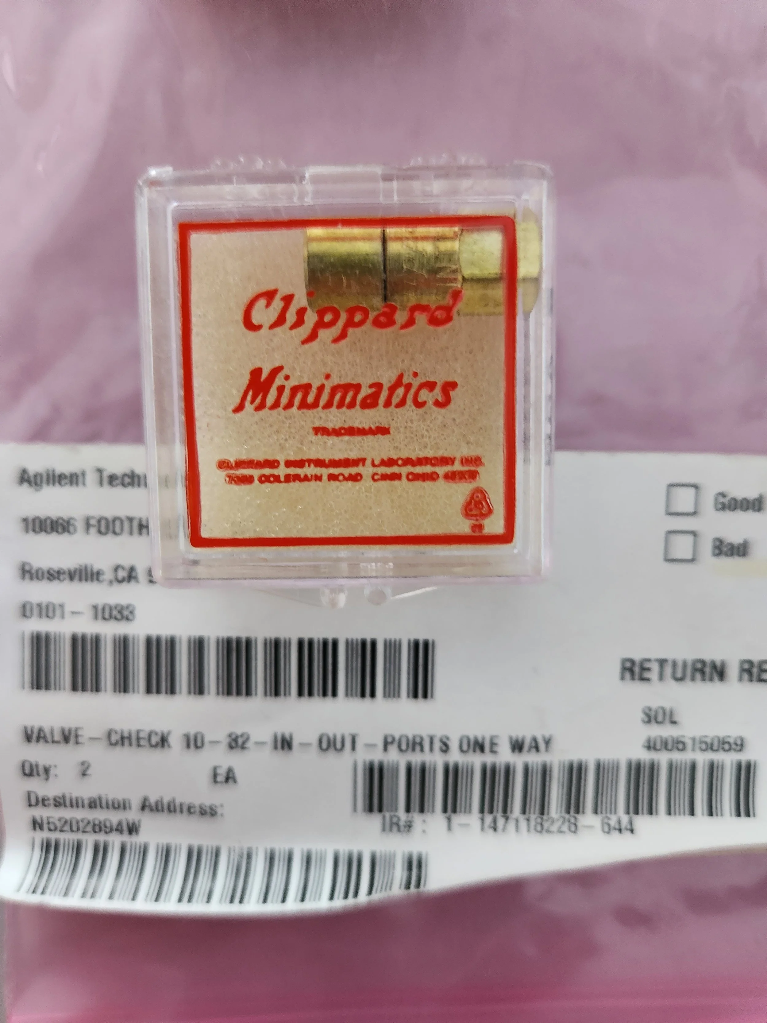 One Way Check Valve - 0101-1033