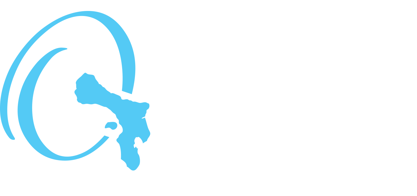Logo met tekst 'Villas Bonaire' en een blauwe kaart van Bonaire en een cirkel rondom de kaart.