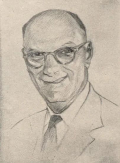 Pencil sketch portrait of Sheldon Goodman by Morton Noble, 1956