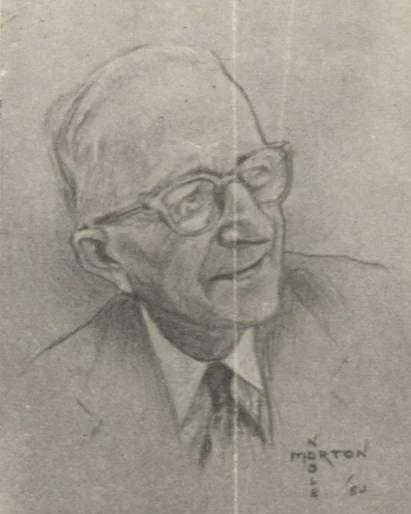 Pencil sketch portrait of Fred B. Thomas by Morton Noble, 1956