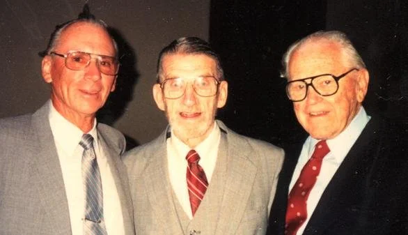 WESTPEX's three chairmen — Oliver, Thompson, and Clary — together in 1983