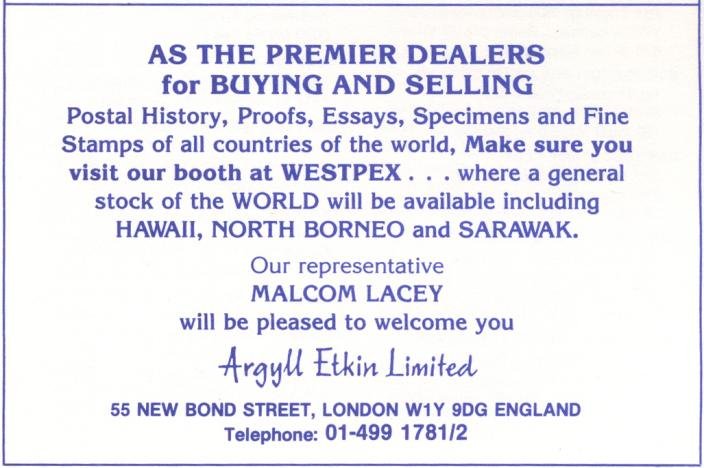 Argyll Etkin Limited program advertisement from 1983, the first year European dealers came to WESTPEX