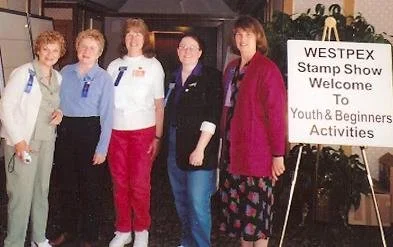 Five women volunteers at the 2005 WESTPEX Youth Area