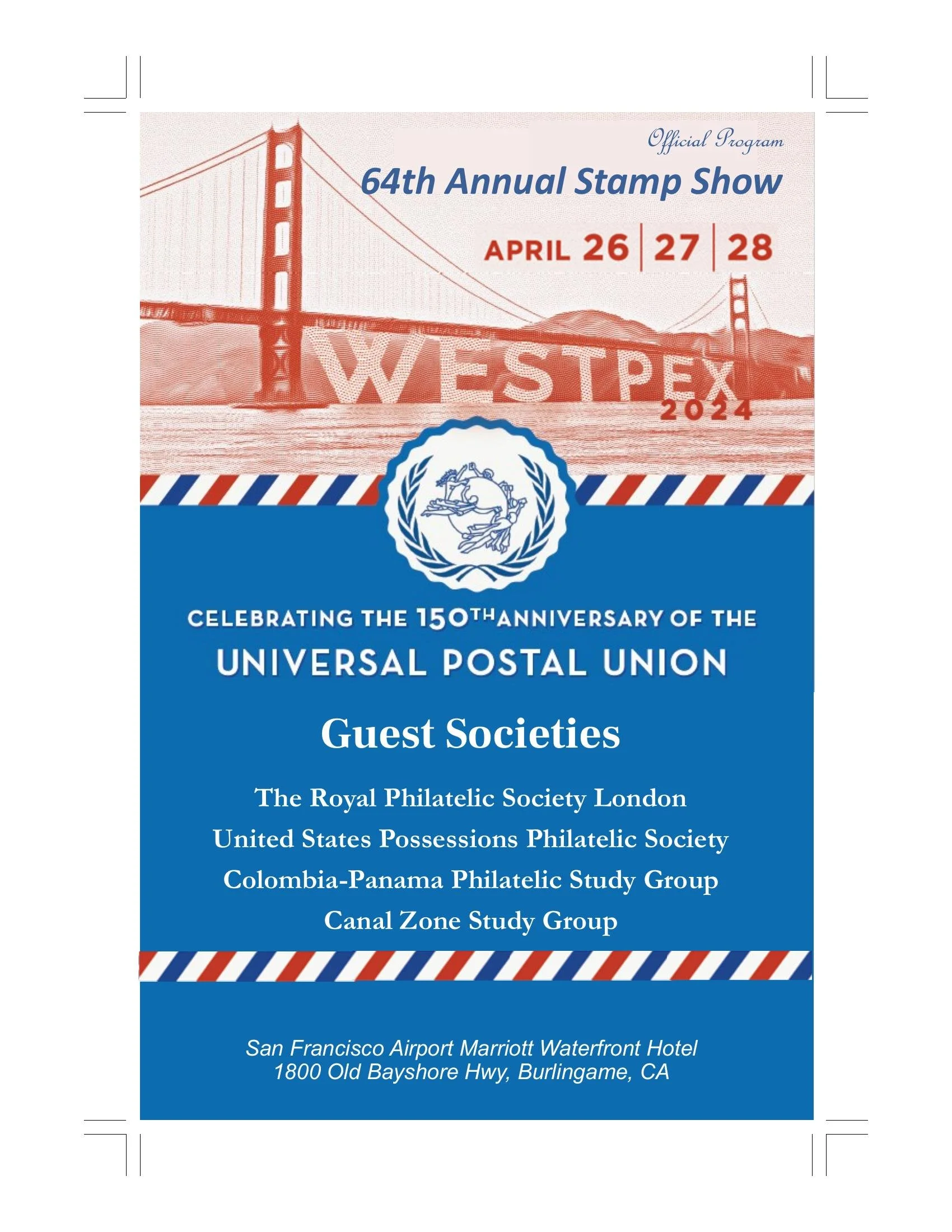 The 2024 WESTPEX program cover marking the Sesquicentennial of the Universal Postal Union