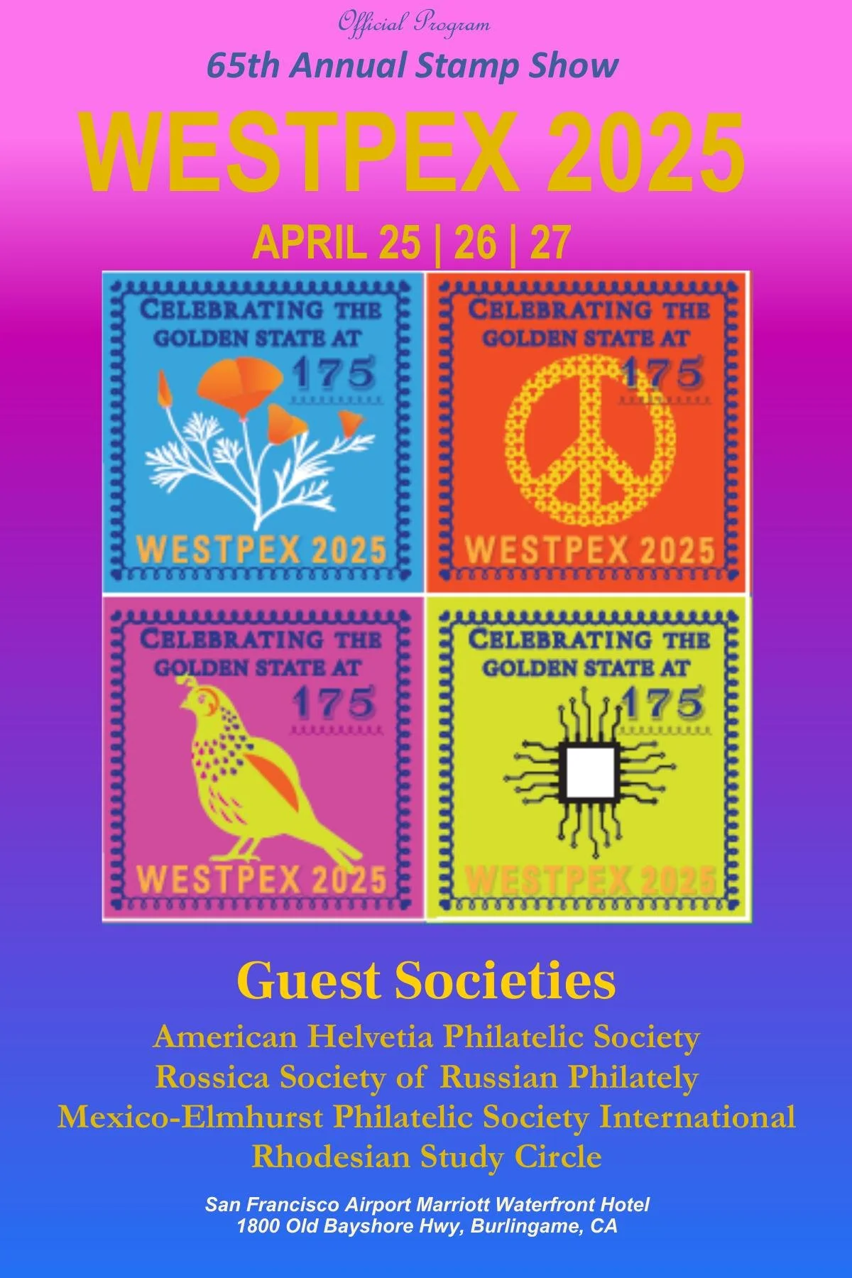 The 2025 WESTPEX program cover for the 175th Anniversary of California Statehood