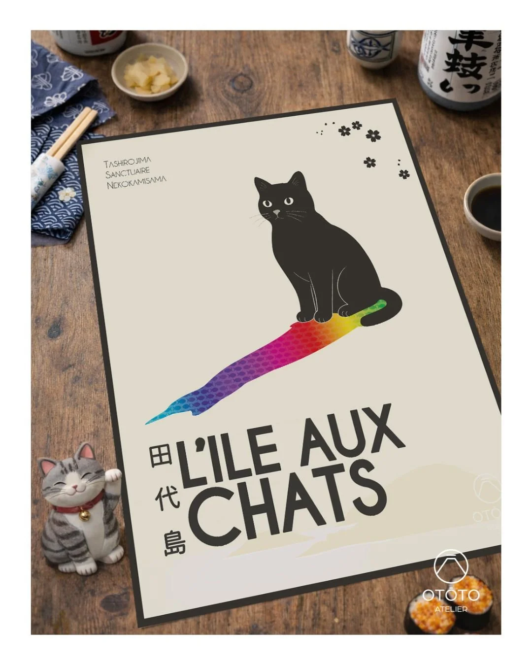 Tashirojima, le sanctuaire japonais o&ugrave; les f&eacute;lins r&egrave;gnent en ma&icirc;tres. Cette affiche capture la po&eacute;sie de ce lieu unique avec un minimalisme parfait et cette atmosph&egrave;re zen typiquement japonaise 😻
.
Comme touj