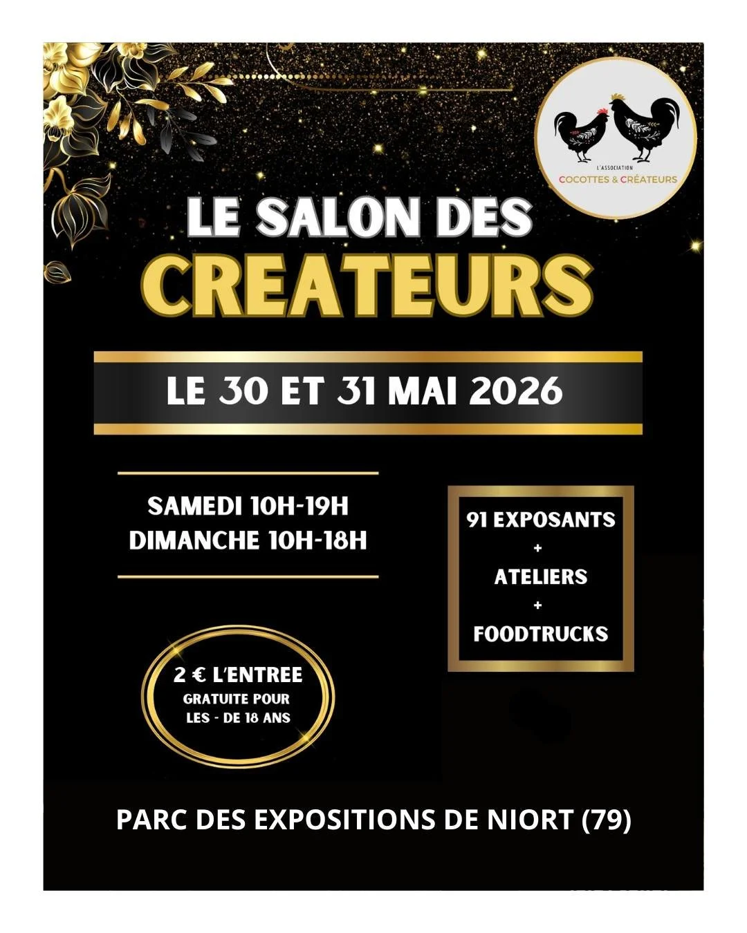 ✨ On sera au Salon des Cr&eacute;ateurs de Niort ! ✨
.
Les 30 et 31 mai 2026 au Parc des Expositions de Niort (79), retrouvez-nous parmi 91 exposants pour un week-end enti&egrave;rement d&eacute;di&eacute; &agrave; la cr&eacute;ation artisanale. 🎨🧵
