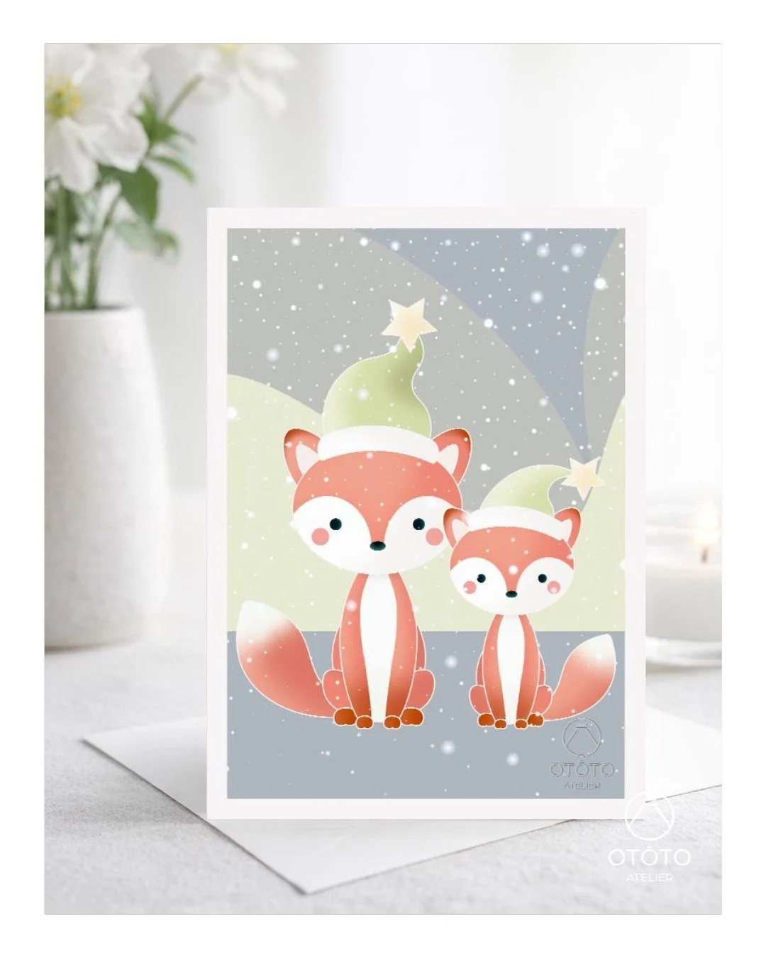 🦊 La carte "Les Renards", une douceur hivernale 🦊
.
Un grand, un petit, un soir de neige &eacute;toil&eacute;e. 
Cette illustration r&eacute;chauffait les c&oelig;urs bien avant No&euml;l. 🌟❄️
Douce, po&eacute;tique, intemporelle la cart