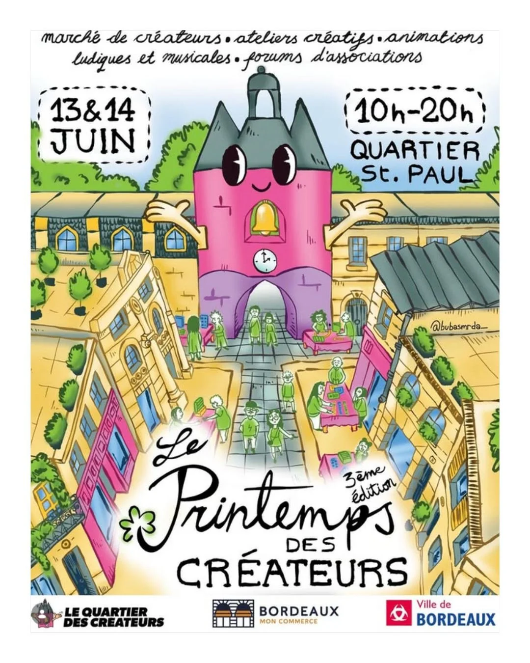 Deux jours dans le quartier St Paul pour le Printemps des Cr&eacute;ateurs (3e &eacute;dition) : on y sera les 13 &amp; 14 juin 🌸
.
A notre stand : affiches, cartes, et nos cr&eacute;ations couture (porte-cartes, &eacute;tuis &agrave; lunettes, corb