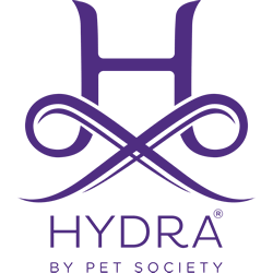 Logo of Hydra by Pet Society featuring a purple abstract figure and the text 'HYDRA BY PET SOCIETY' underneath.