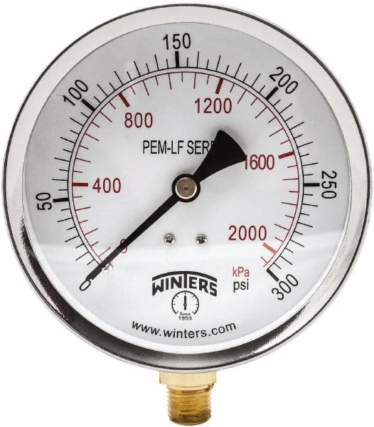 PEM226LF Zoro Winter 1/4" 4" Dial Pressure Gauge (0-300 PSI)