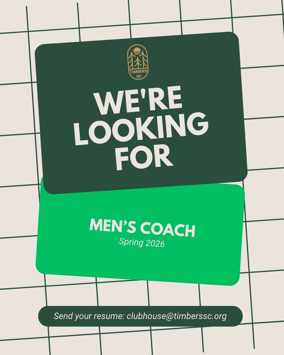 ⚽ We&rsquo;re Hiring: Men&rsquo;s Head Coach ⚽

Timbers SC is looking for a passionate and experienced Men&rsquo;s Coach to lead our program and help develop players on the field.

If you&rsquo;re committed to player development, team culture, compet