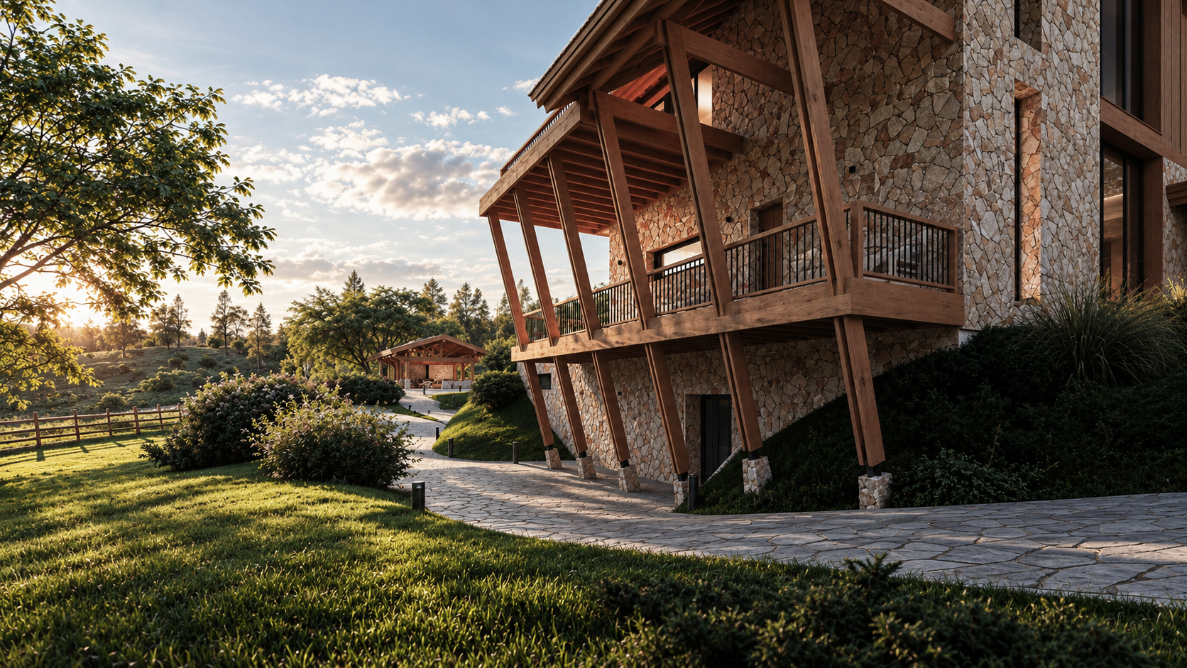 Golden-Hour Rustic Countryside Chalet.png