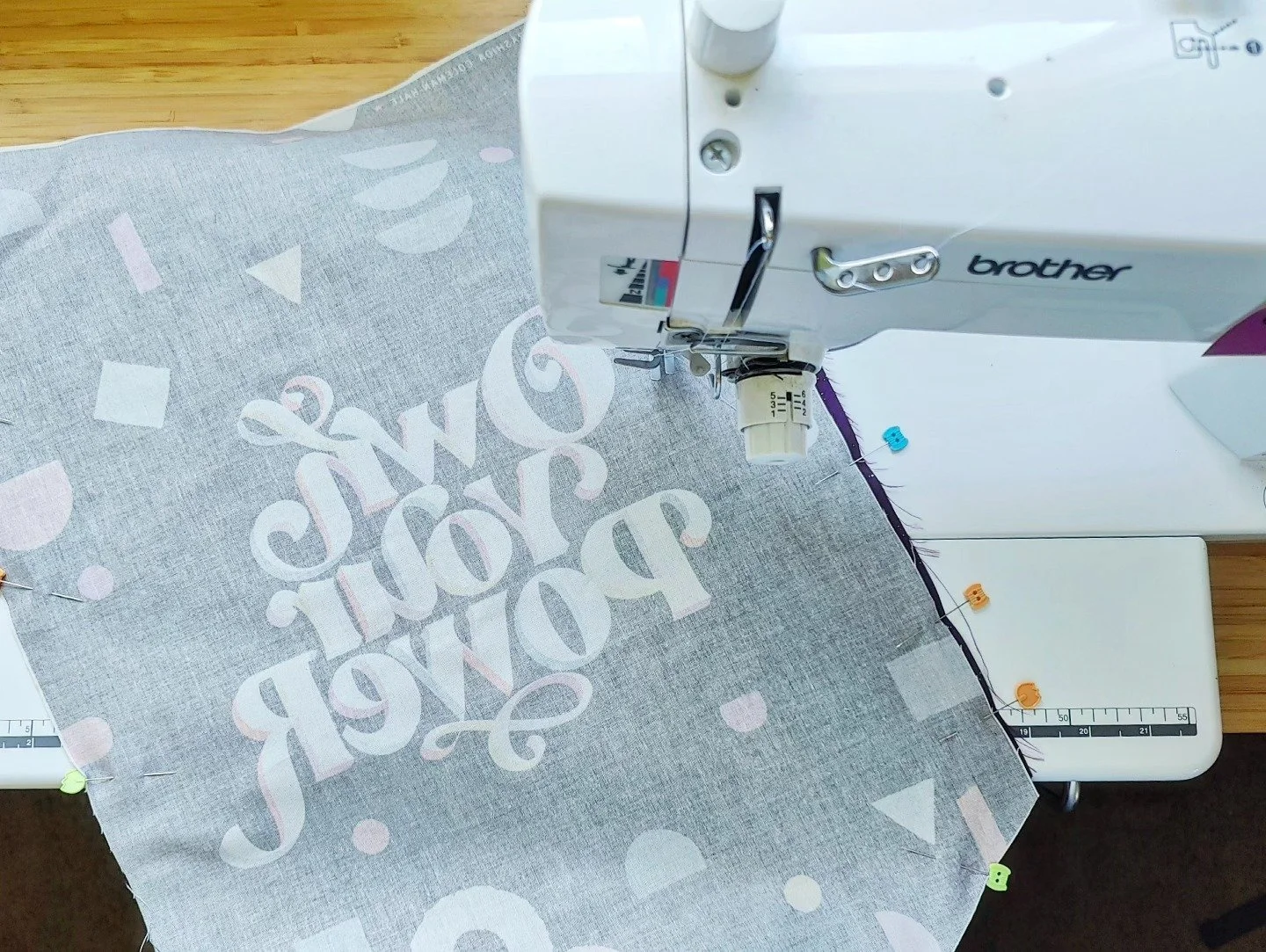 It's Sewing Sunday!! 🧵🪡💕

Our whole AC unit/ furnace/ ducting was replaced this past week. So, the sewing machine has been moved back into its home. 

First up is this little banner. 🩵

 It says "Own Your Power". I'm making it for a fri