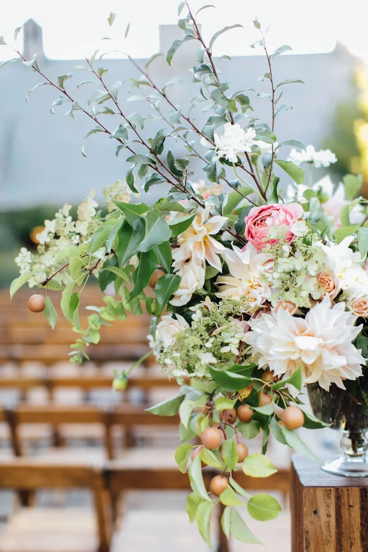 Poppies & Posies wedding florals bouquet at wedding ceremony