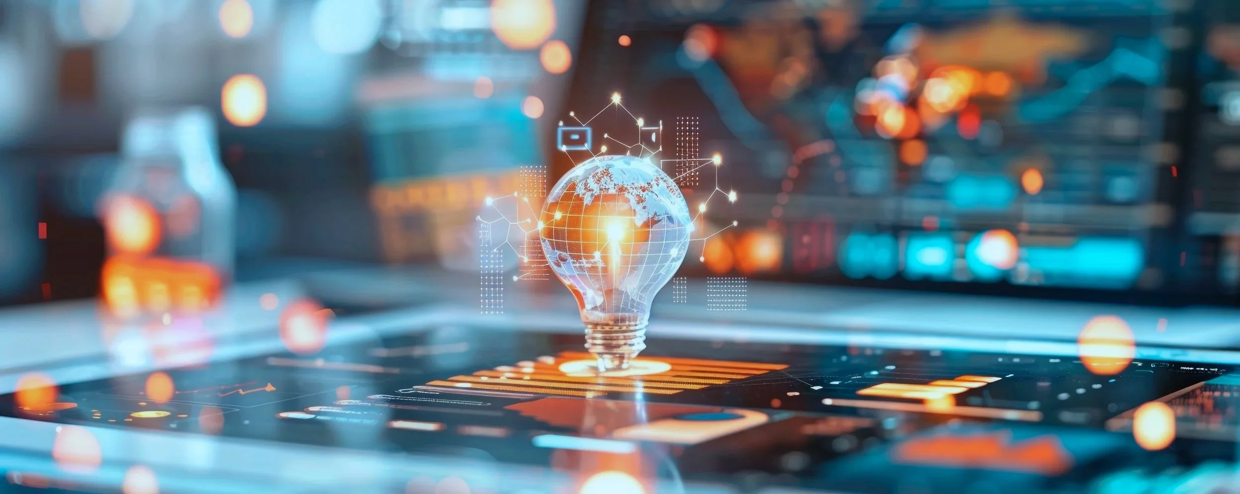 header digital lightbulb illustration