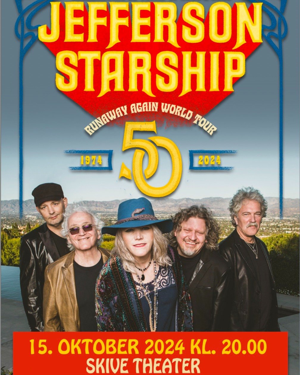 Denmark, get ready to rock! Jefferson Starship is coming to the Skive Theater on October 15th for an electrifying show you won't want to miss! Experience 50 years of hits live in concert. Tickets on sale NOW! 🎶✨ Link in bio