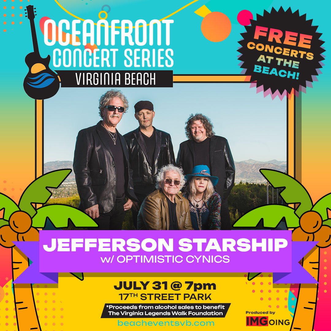 Get ready to rock Virginia Beach, VA! Jefferson Starship is coming to town for an electrifying show at the Oceanfront Concert Series on July 31st! 🚀✨