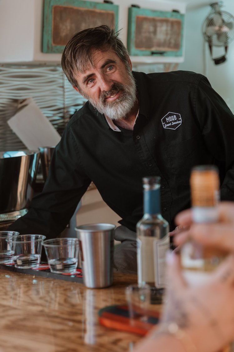 Scotty, lead bartender at Moab Bar Trailers, a mobile bar service in Moab, Utah
