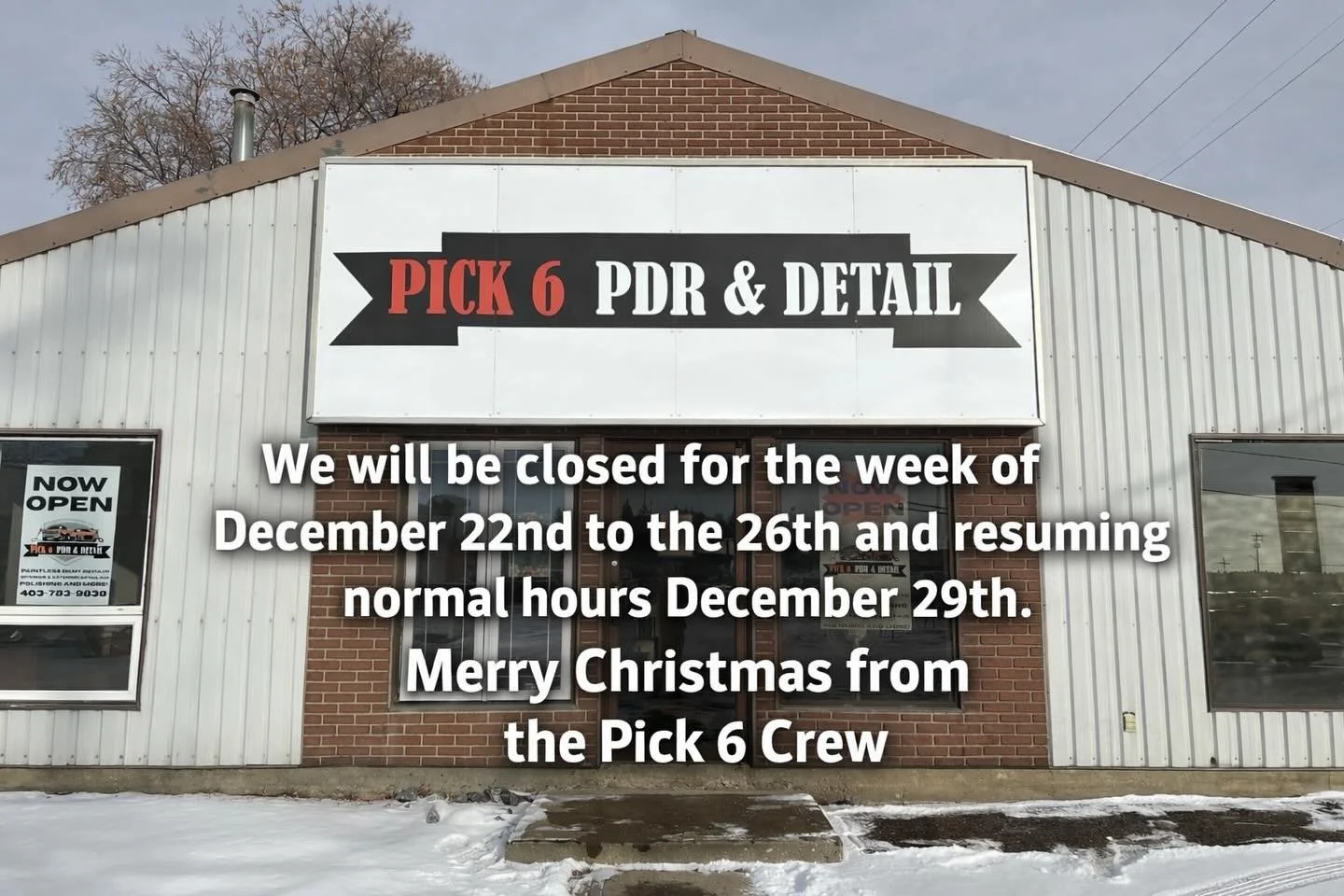 We&rsquo;ll be taking a little time off to decompress and spend the holidays with family.

We&rsquo;re open until Friday if you&rsquo;d like to swing by for gift cards. If you&rsquo;re in a last-minute pinch next week, feel free to call me and I&rsqu