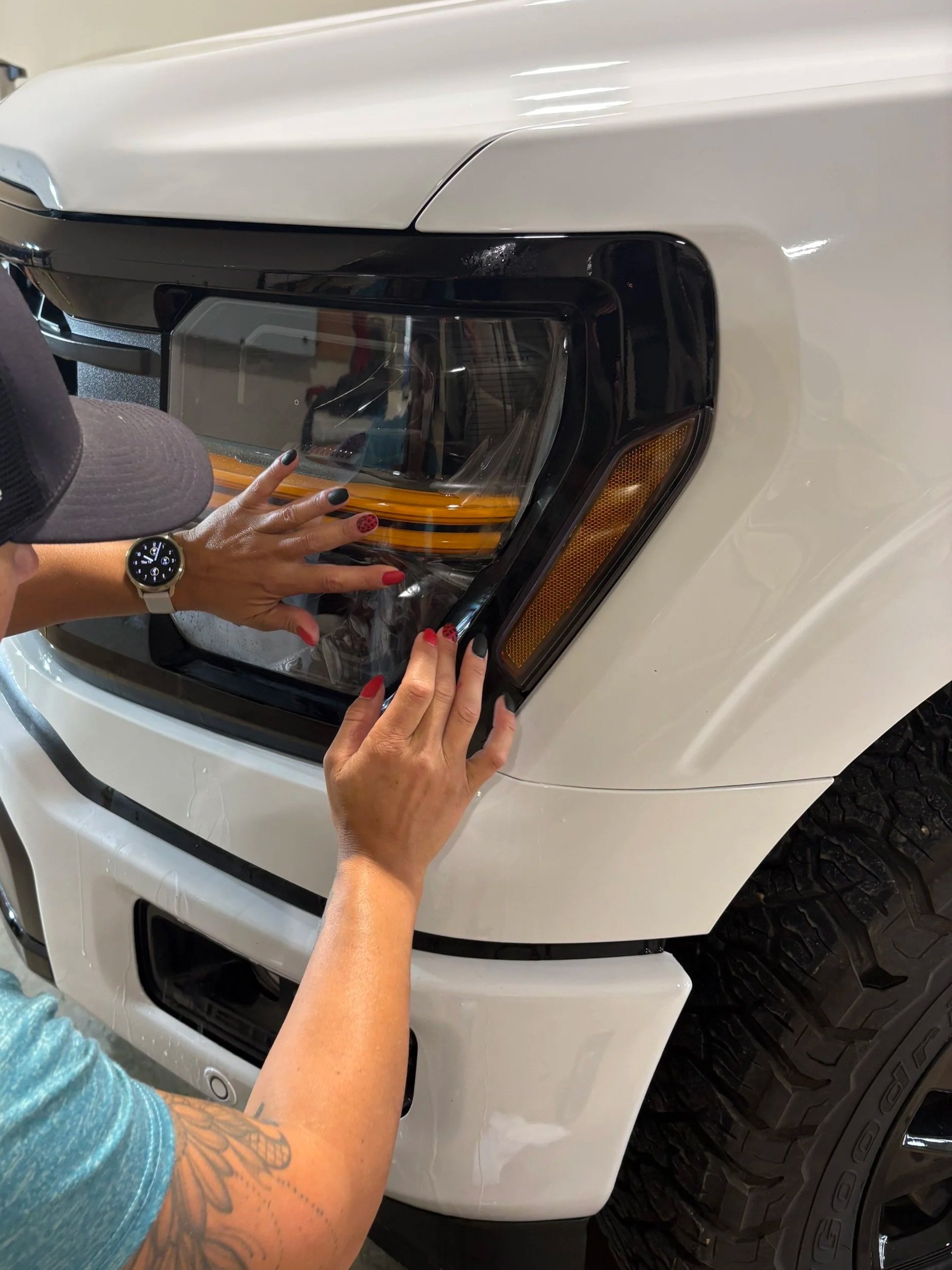 Paint protection film installation on a truck in Ponoka, Alberta