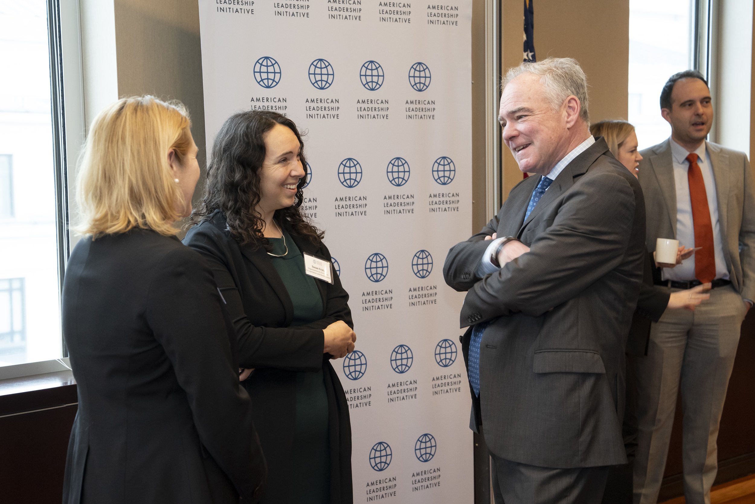Sen. Tim Kaine, Susan Fridy of Organization for Economic Co-operation and Development, and Stephanie Lester  of Gap