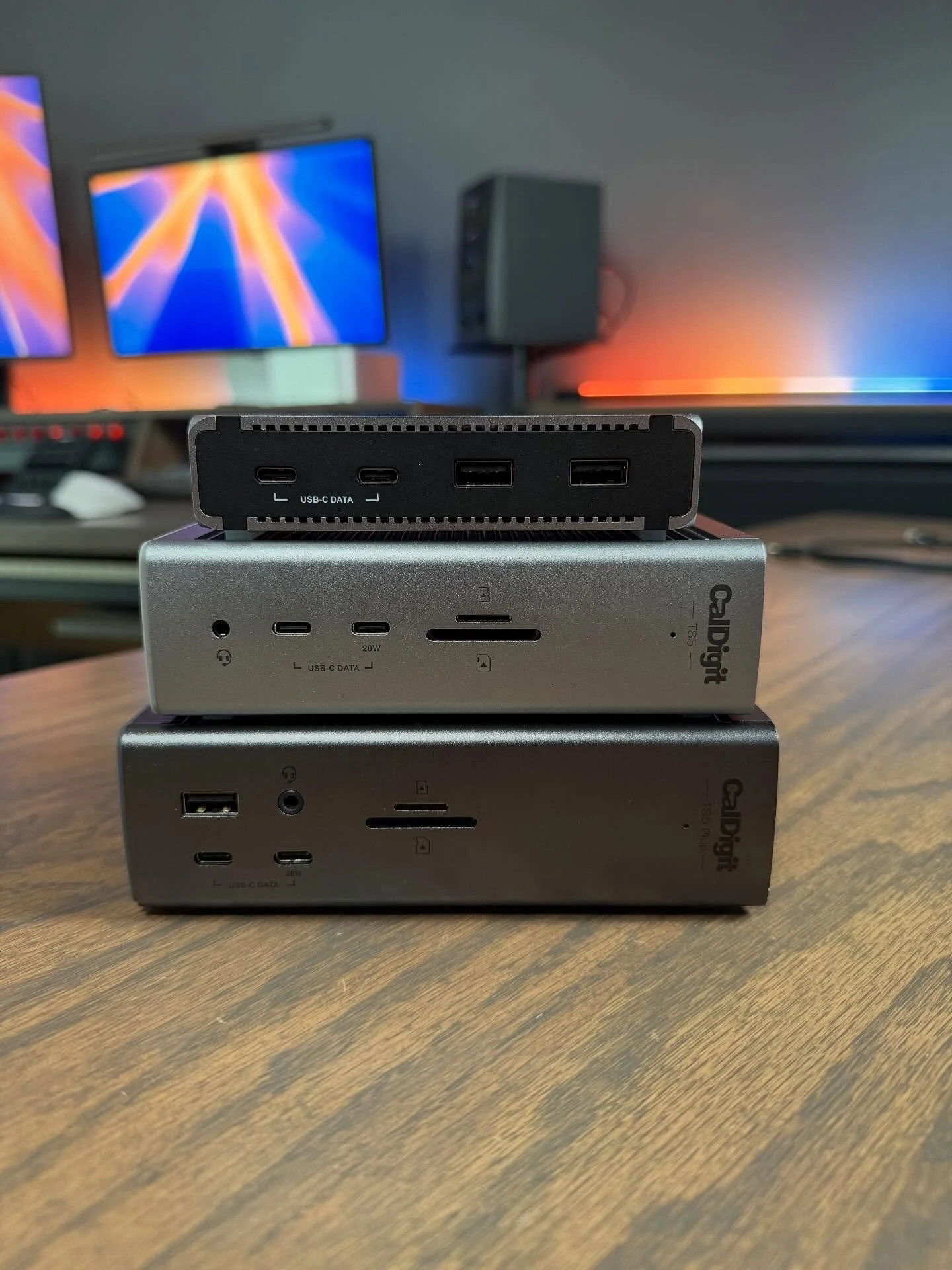The complete Caldigit Thunderbolt 5 Lineup is finally here! Element 5, TS5, and TS5 Plus!

Element 5 gives you just the basics, more thunderbolt ports, a few USB ports, and 90 watts of power for your computer.

TS5 adds more wattage, SD Card slots, a