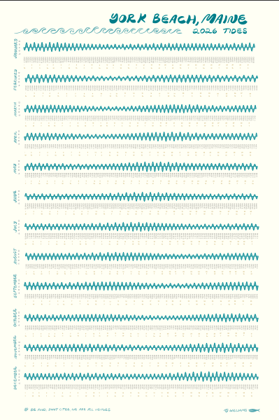 Ty Williams X Tideland Prints: York Tidal Calendar