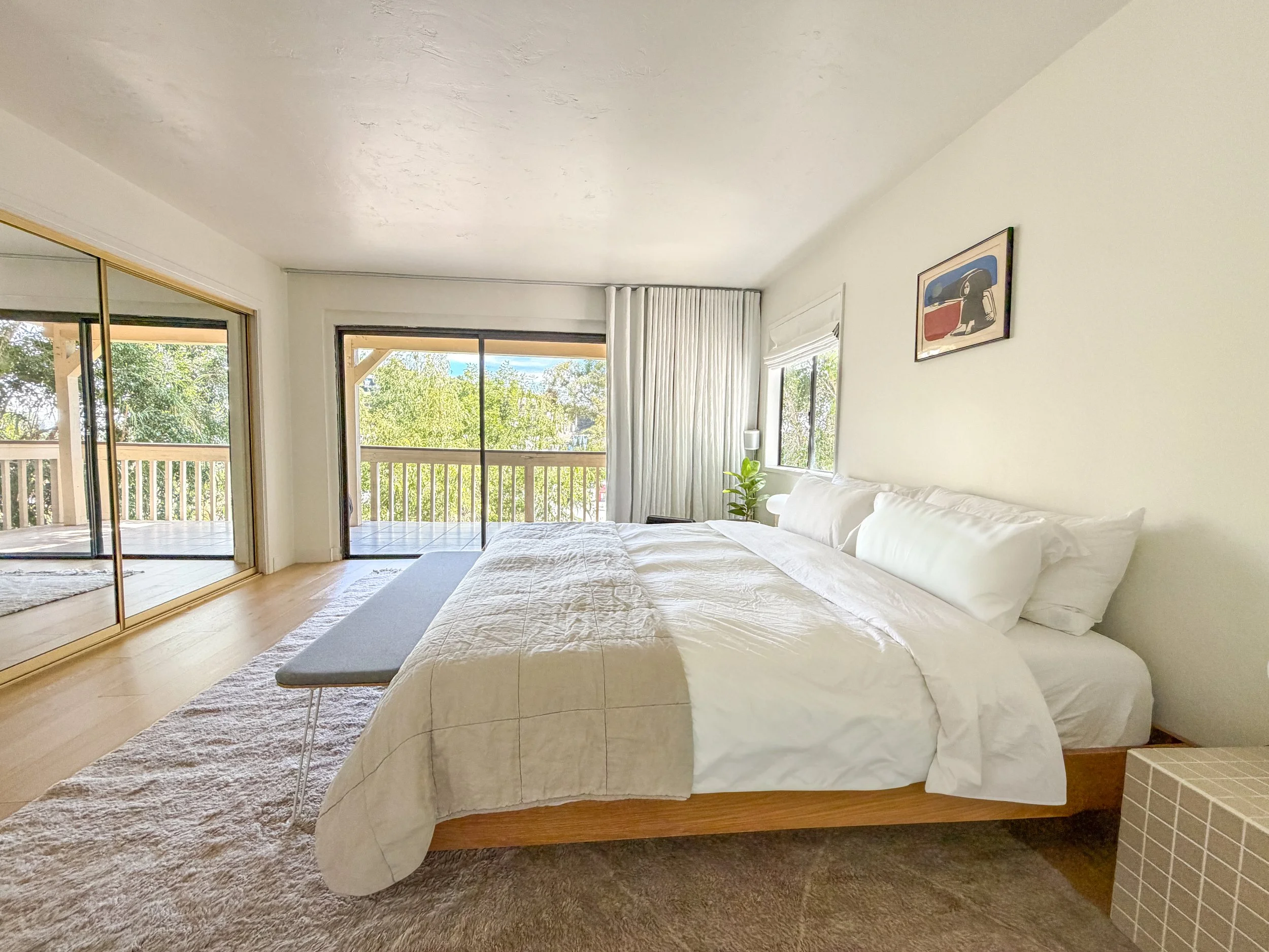 Bright guest bedroom in a managed Los Angeles Airbnb