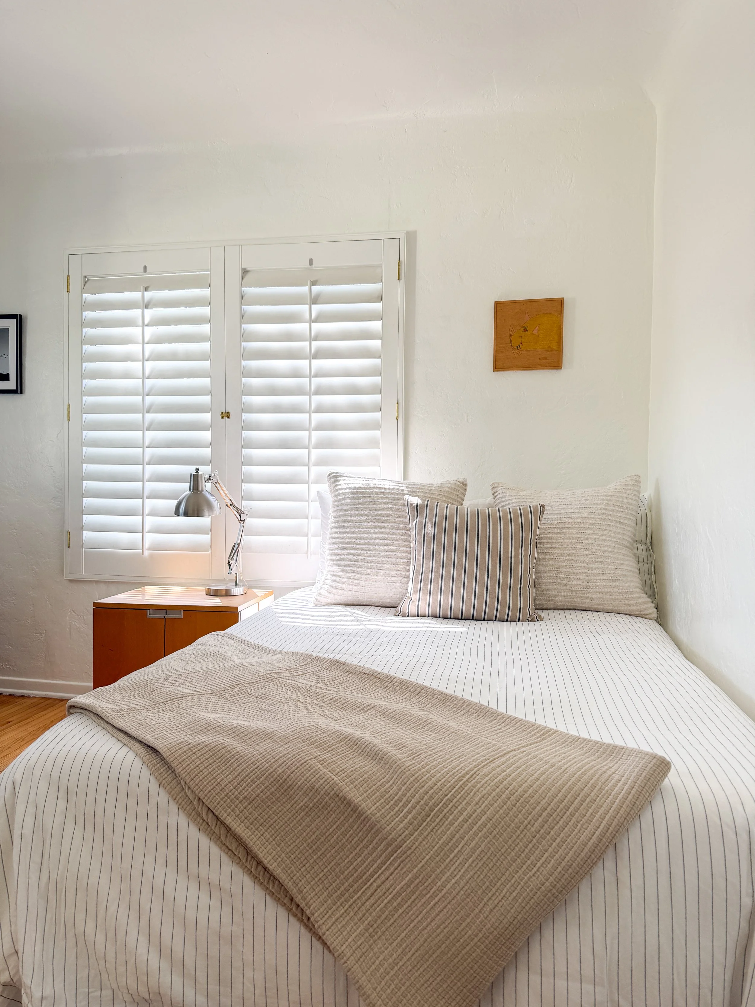 Bright guest bedroom in a thoughtfully designed Highland Park Airbnb